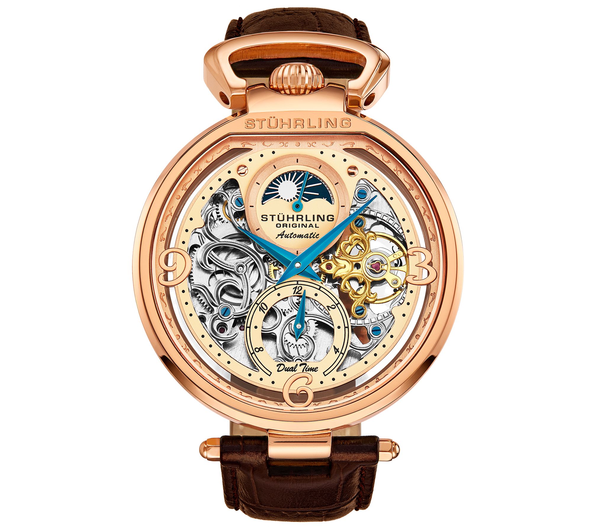 Stuhrling Mens Modena Rosetone Strap Watch