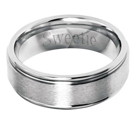 Stainless Steel 8mm Grooved Edge Brushed Engrav able Ring