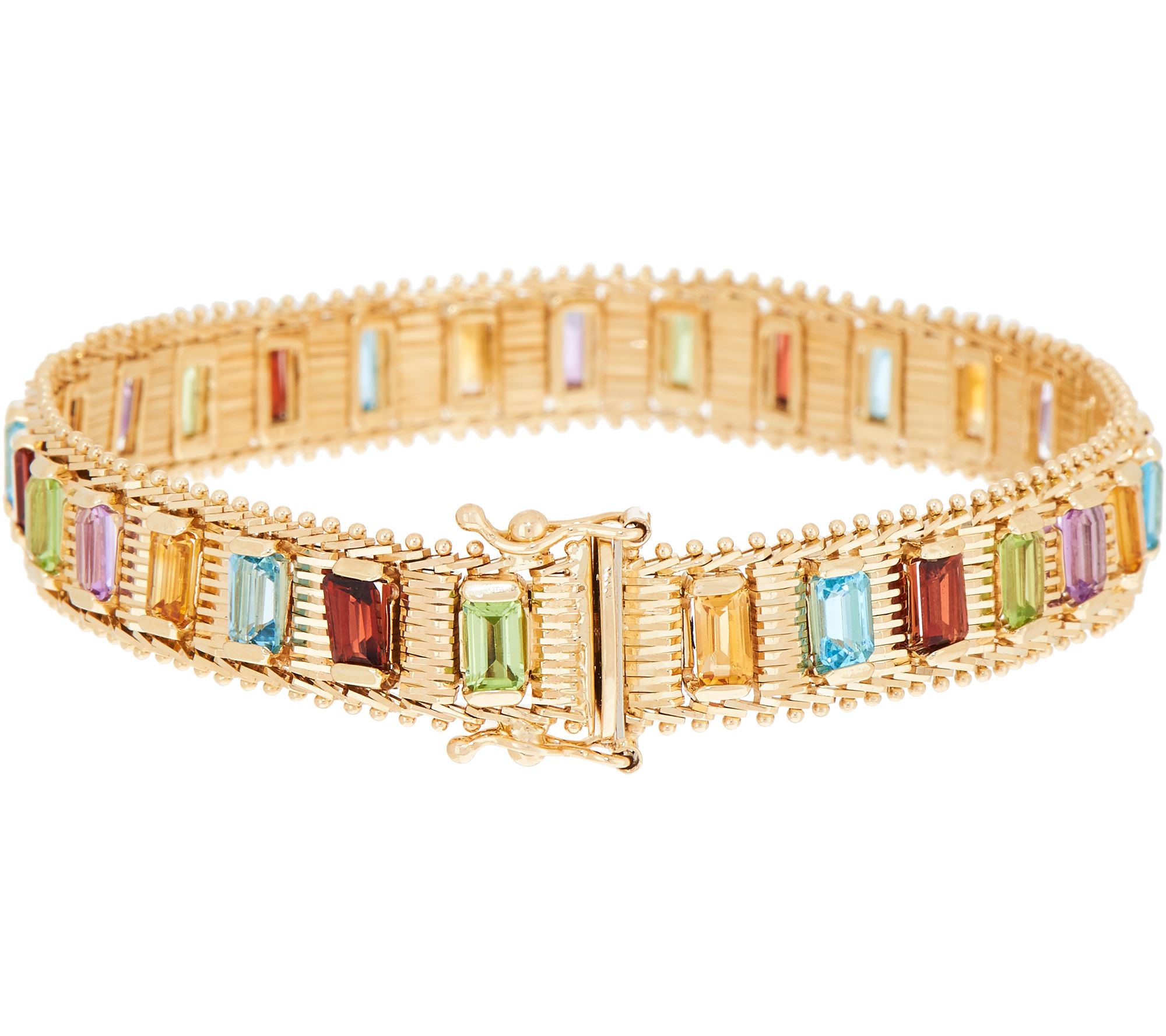 Imperial Gold 8" MultiGemstone Lame' Bracelet, 14K, 28.8g —
