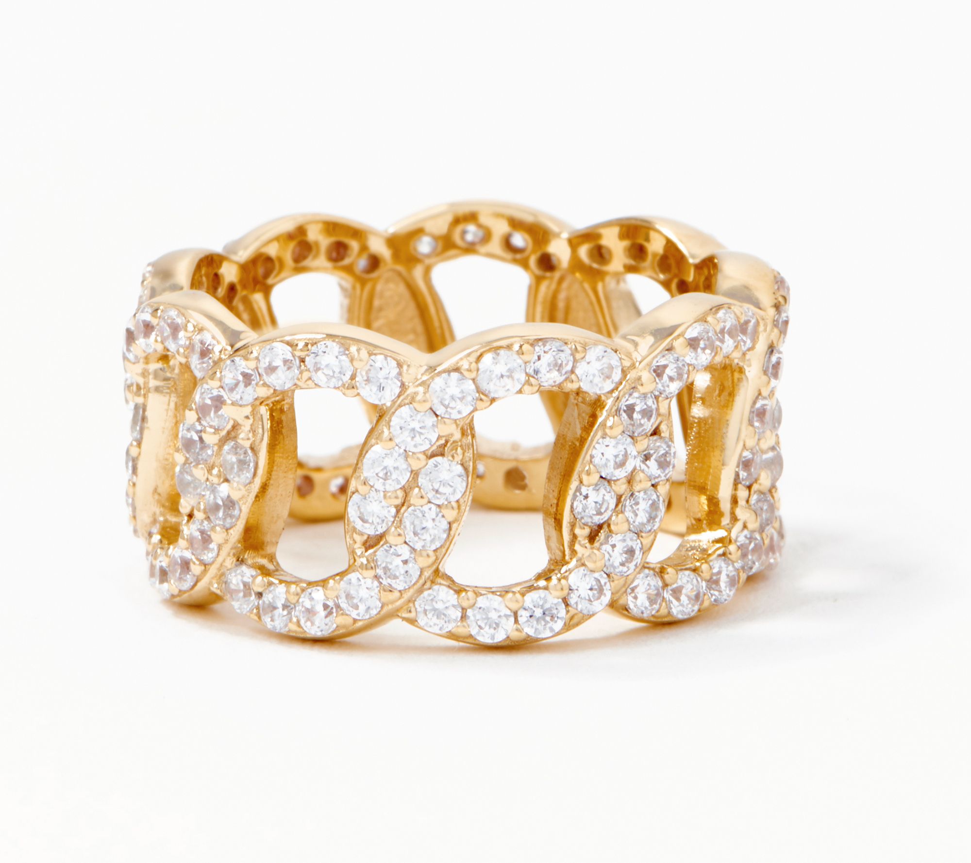 Diamonique Classic Clear Chain Link Ring, Sterling Silver