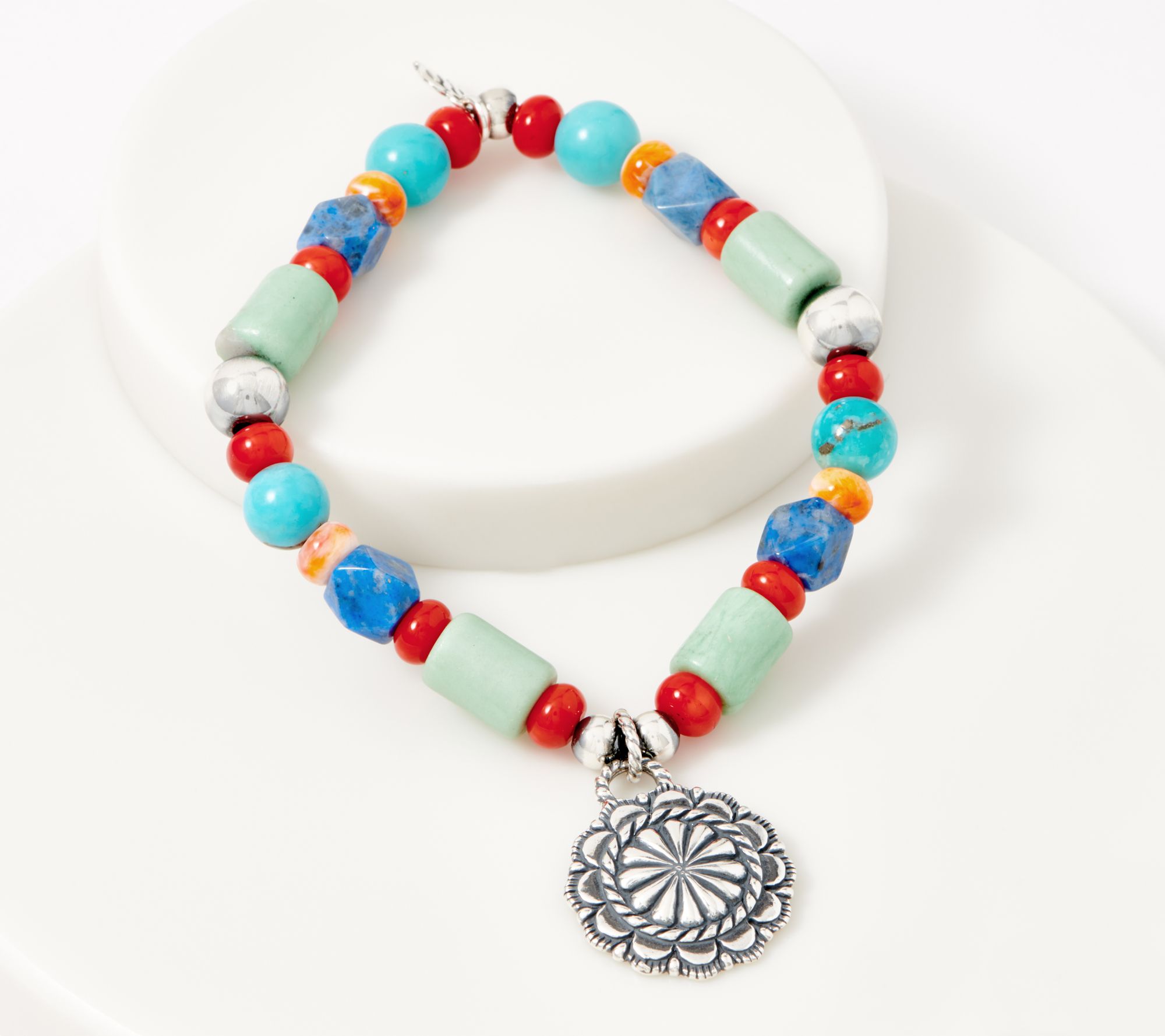 American West Sterling Charm Gemstone Stretch Bracelet