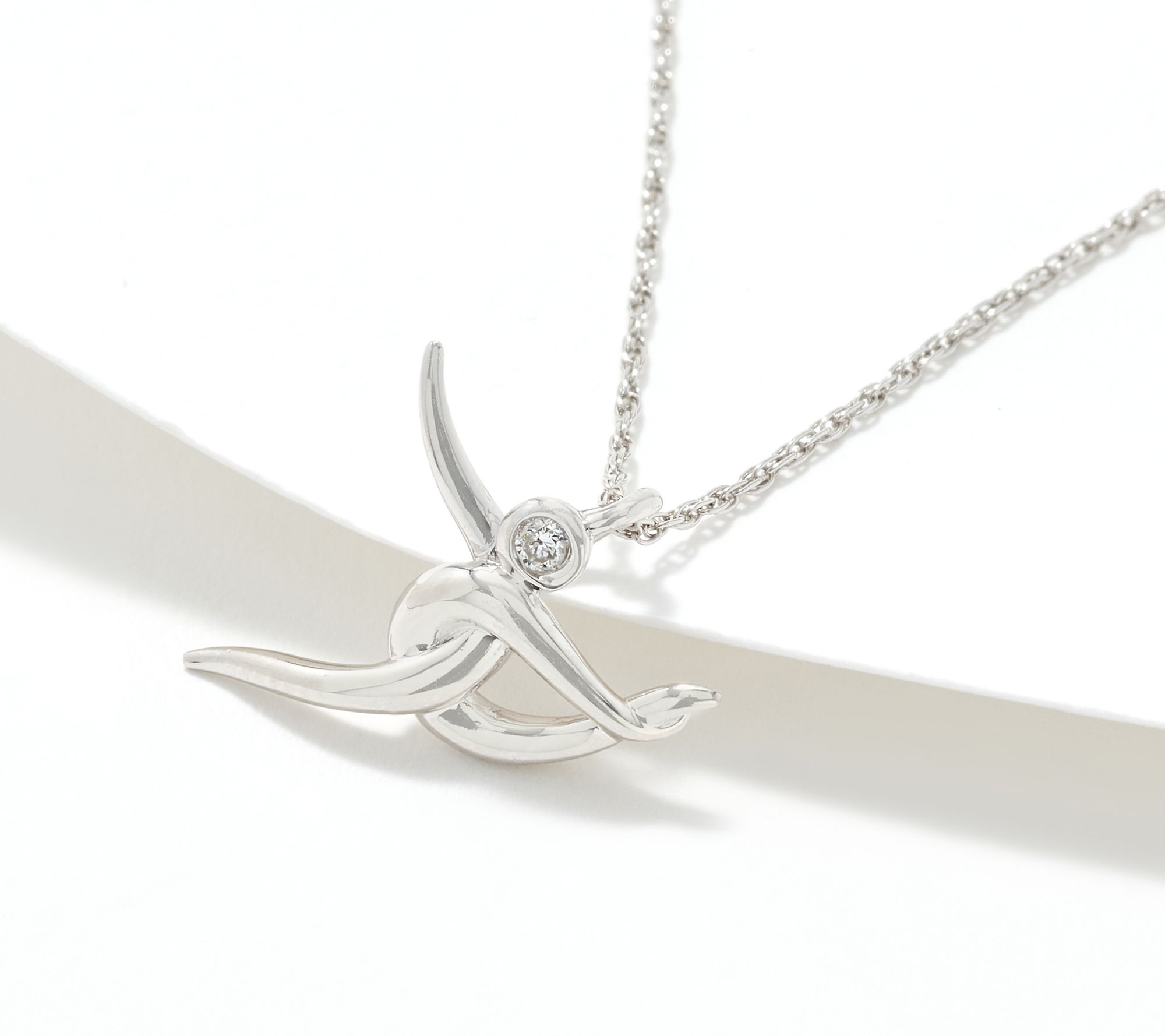 Affinity Sterling Silver Diamond Yoga Pose Necklace