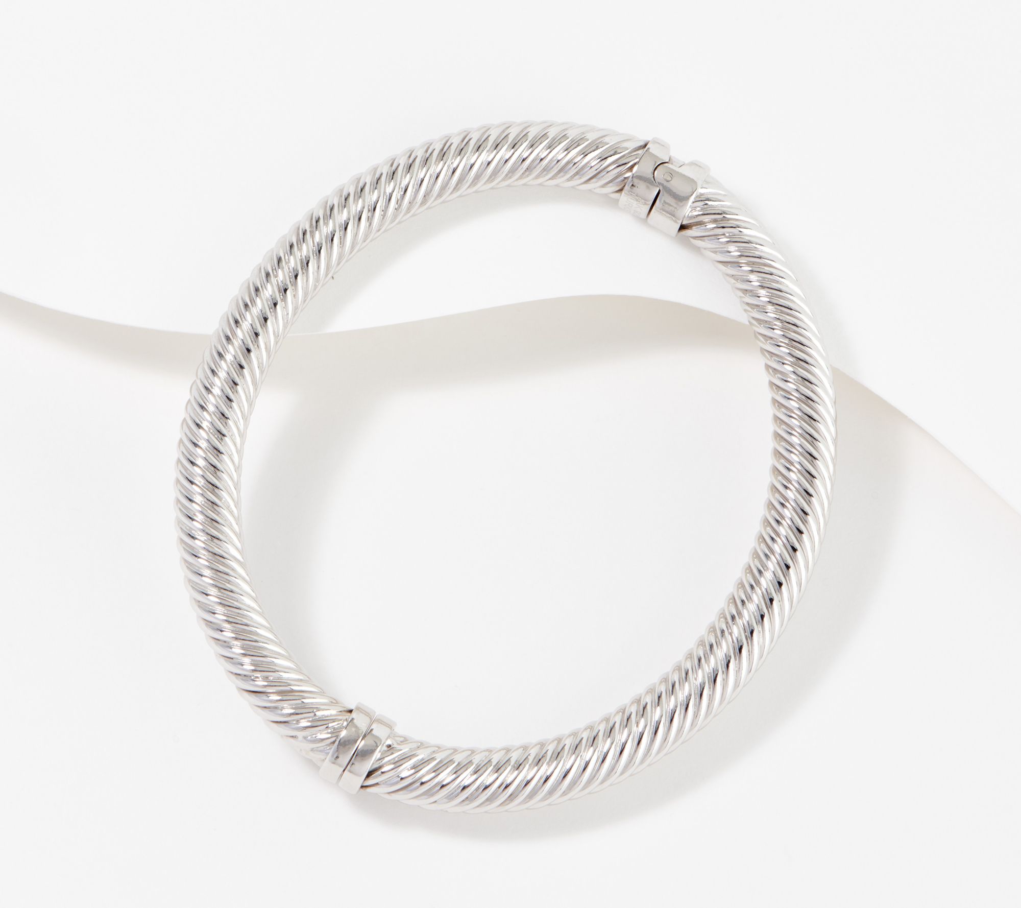 Sterling Silver Twisted Large Bangle Bracelet by Silver Style