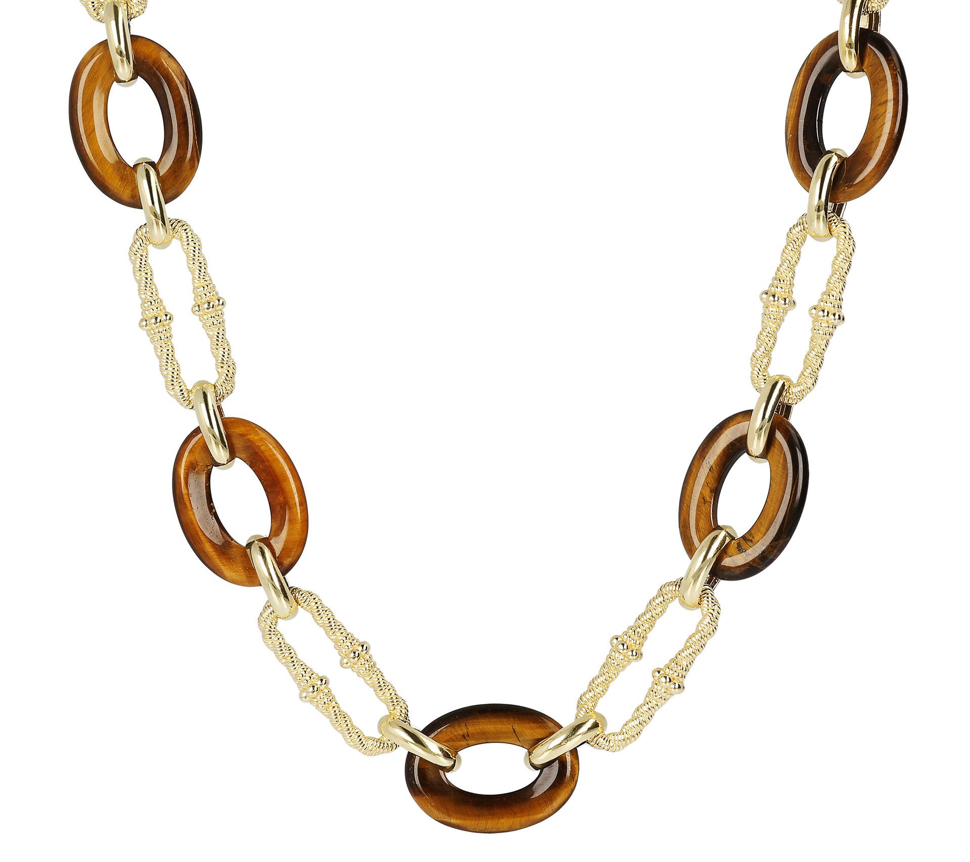 Judith Ripka 14K Clad Gemstone Link Necklace