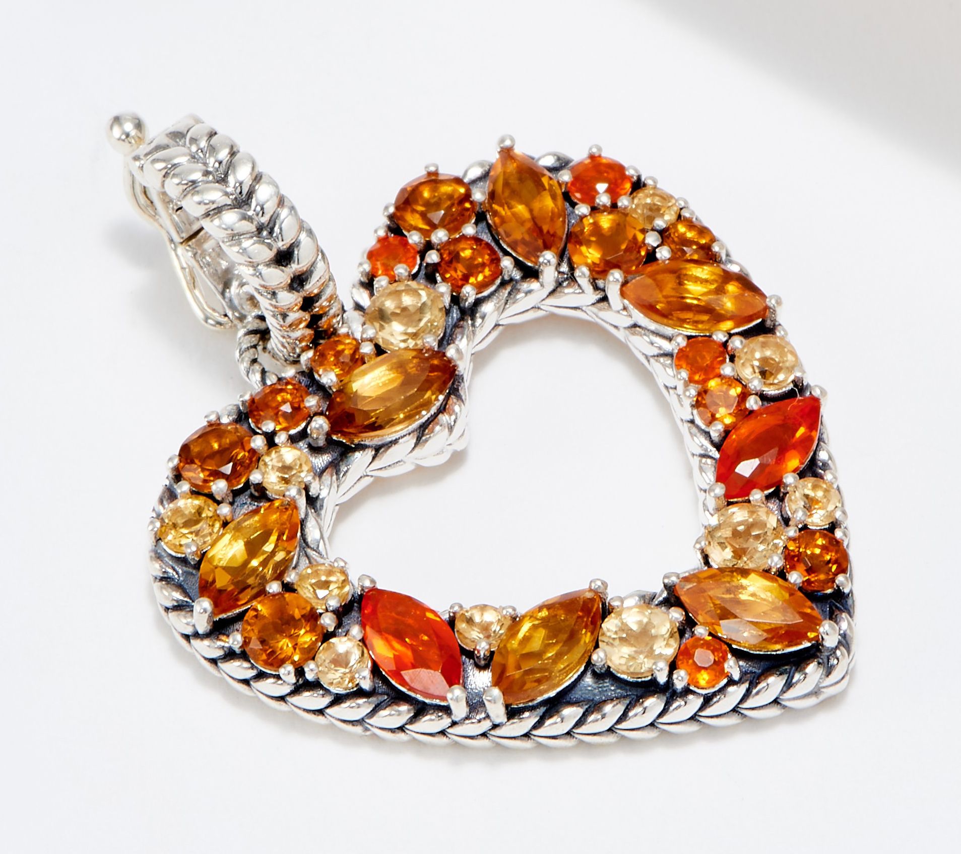 JAI Sterling Silver Multi-Gemstone Heart Enhancer