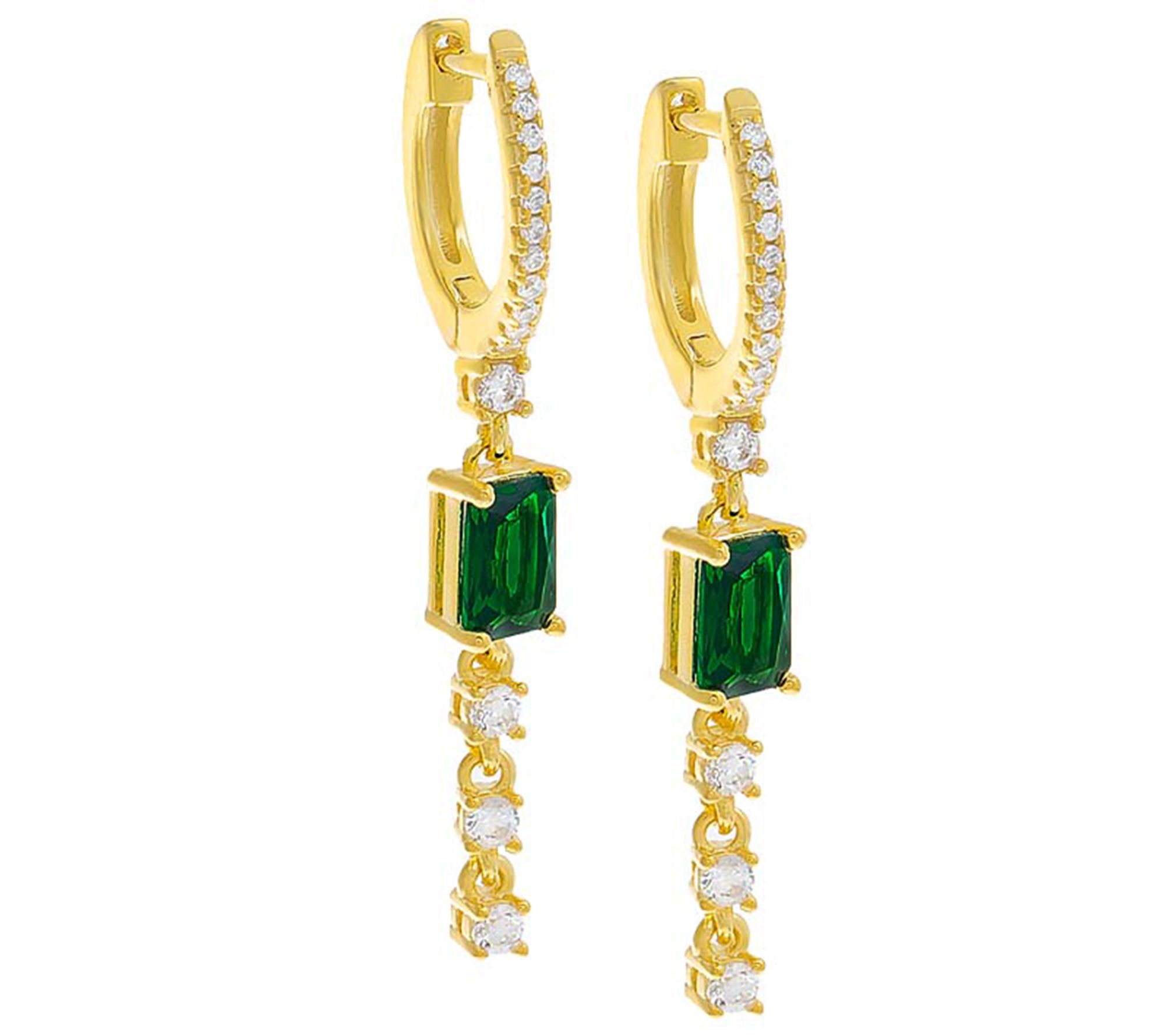 By Adina Eden 14K Gold Plated Baguette Drop H o p Earrings