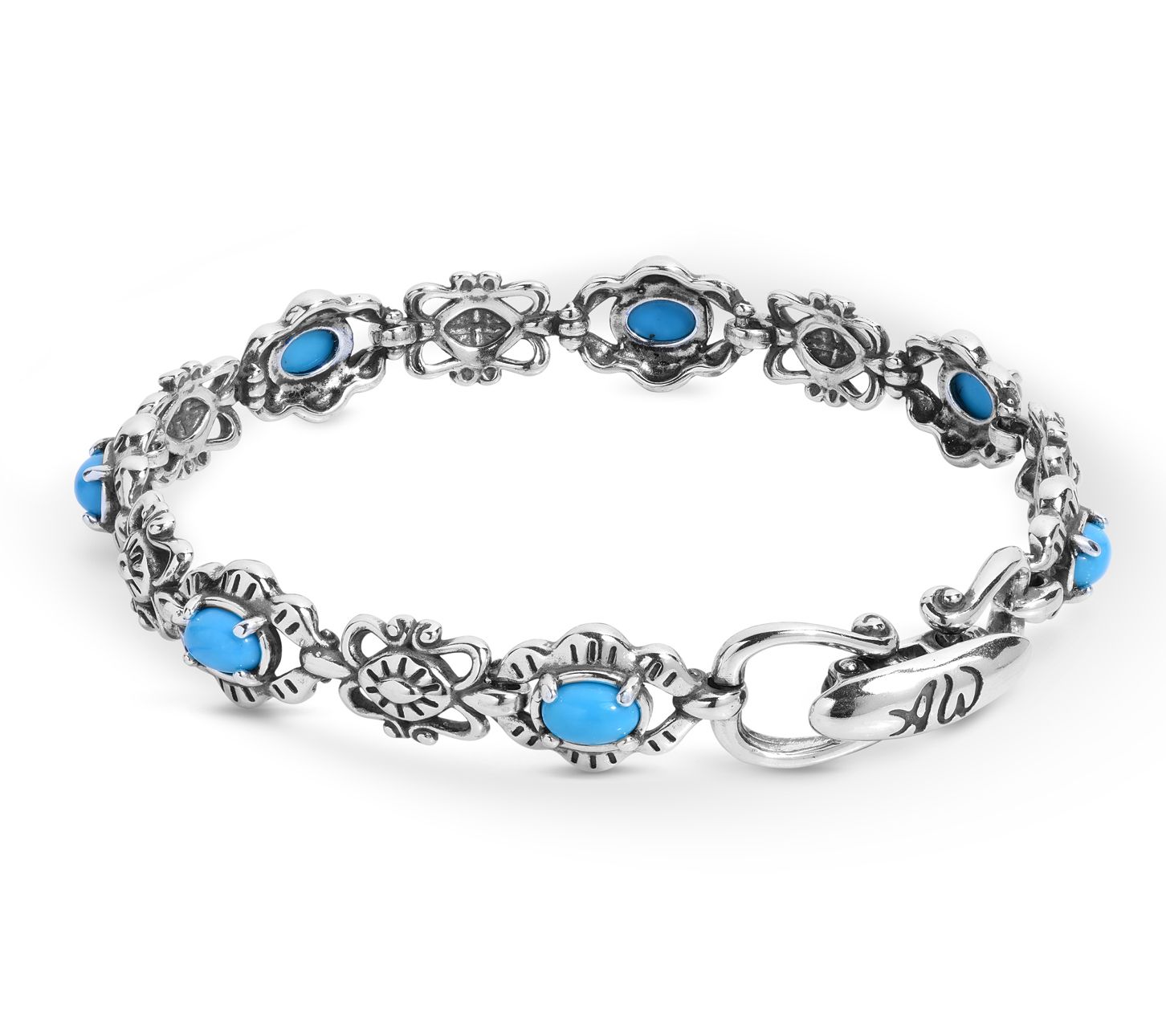 American West Sterling Santa Fe Sunrise Gemston e Link Bracelet