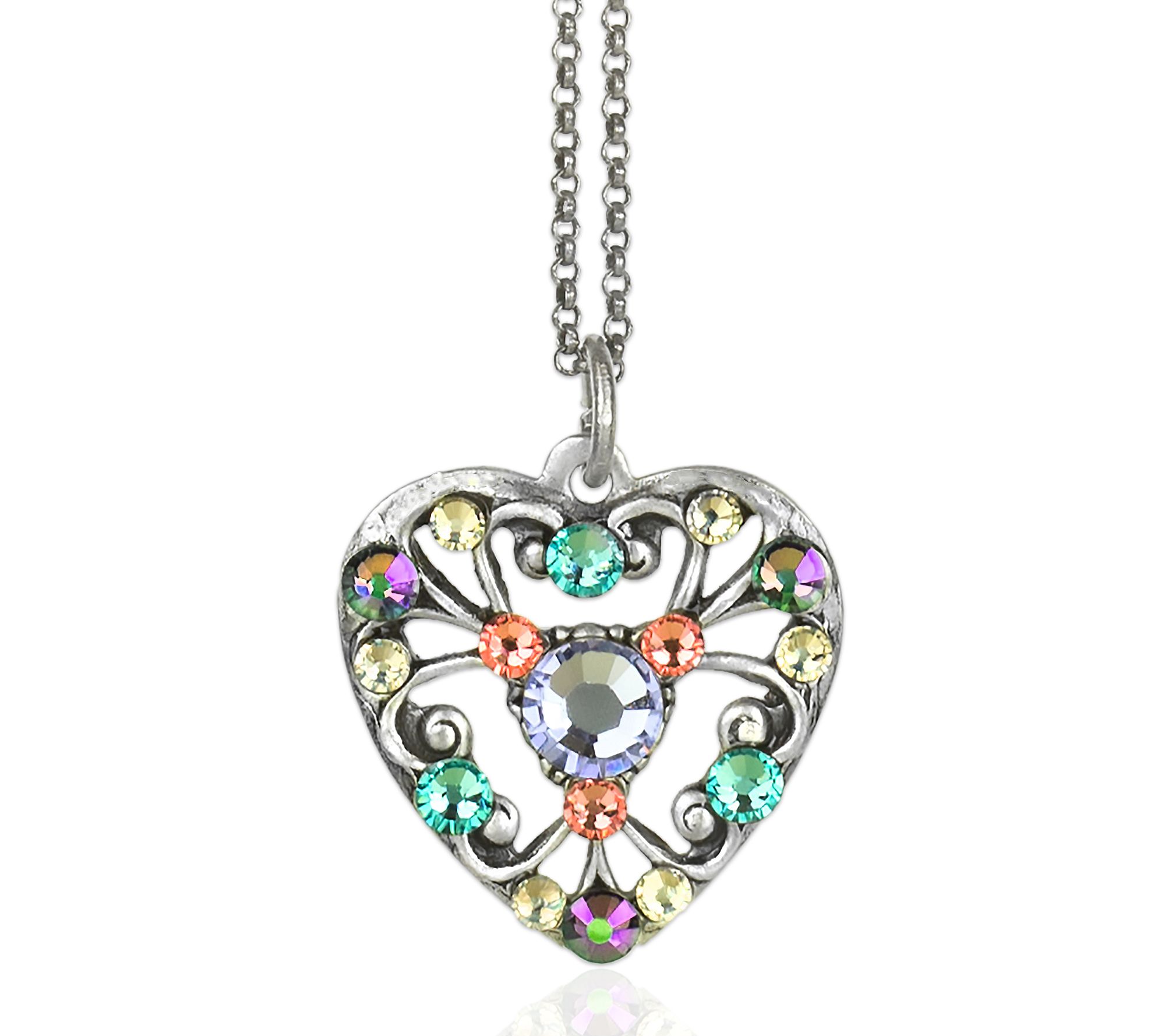 Anne Koplik Crystal Pastel Heart Necklace