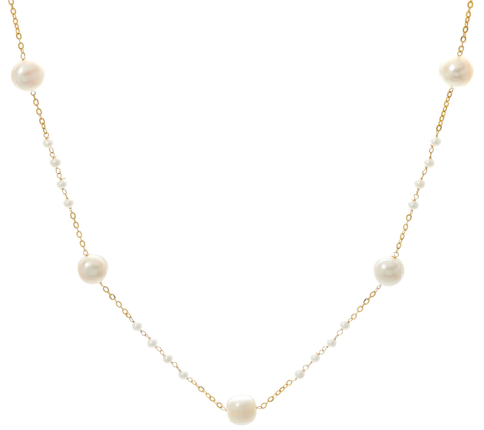 Honora 14K Gold Cultured Pearl Station Necklace — QVC.com