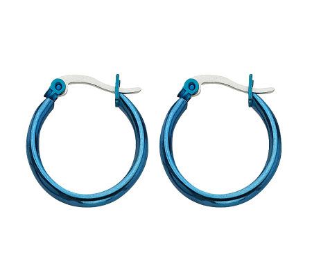Steel by Design 3/4 Blue-plated Hoop Earrings