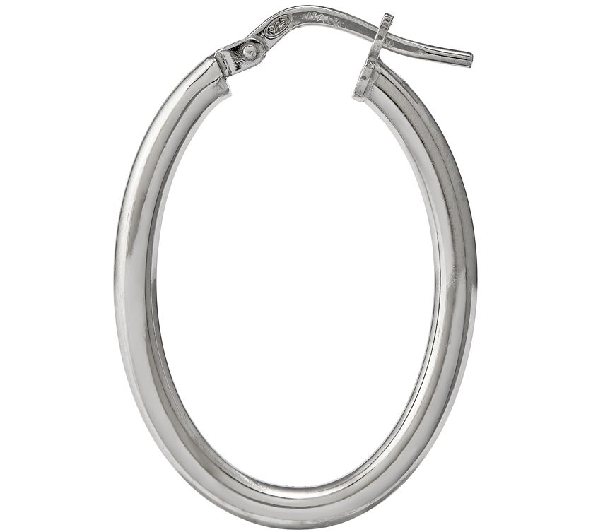 Sterling Silver Oblong Hoop Earrings B Silver Style - QVC.com