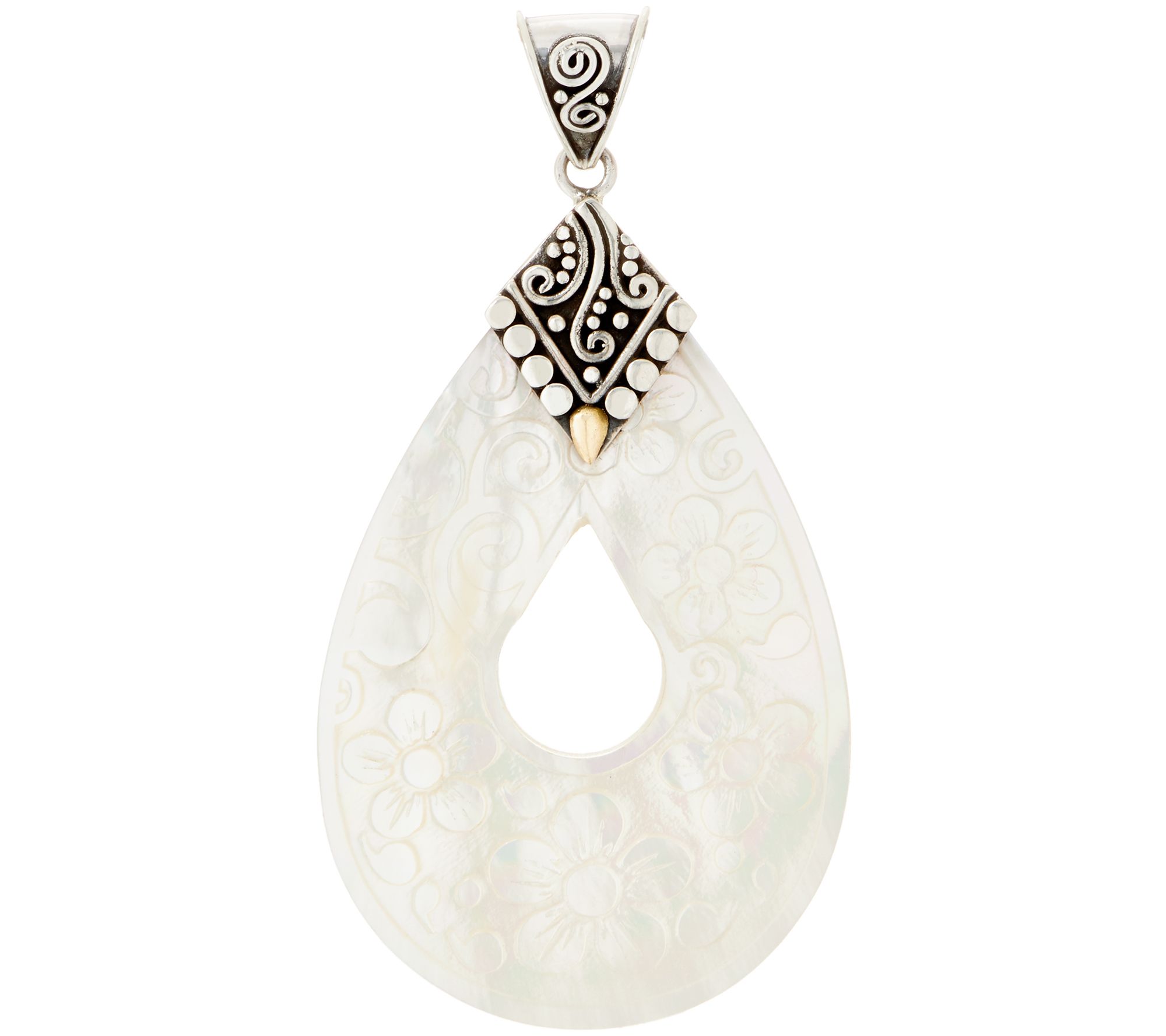 Artisan Crafted Sterling Mother-of-Pearl Pear Shaped Pendant