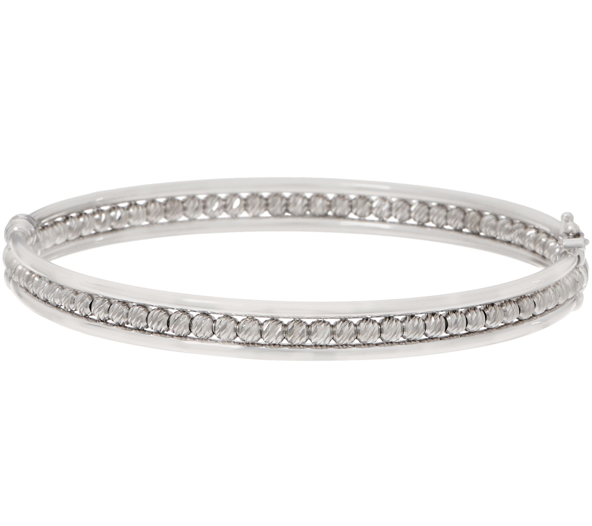 Italian Silver Diamond Cut Bead Bangle