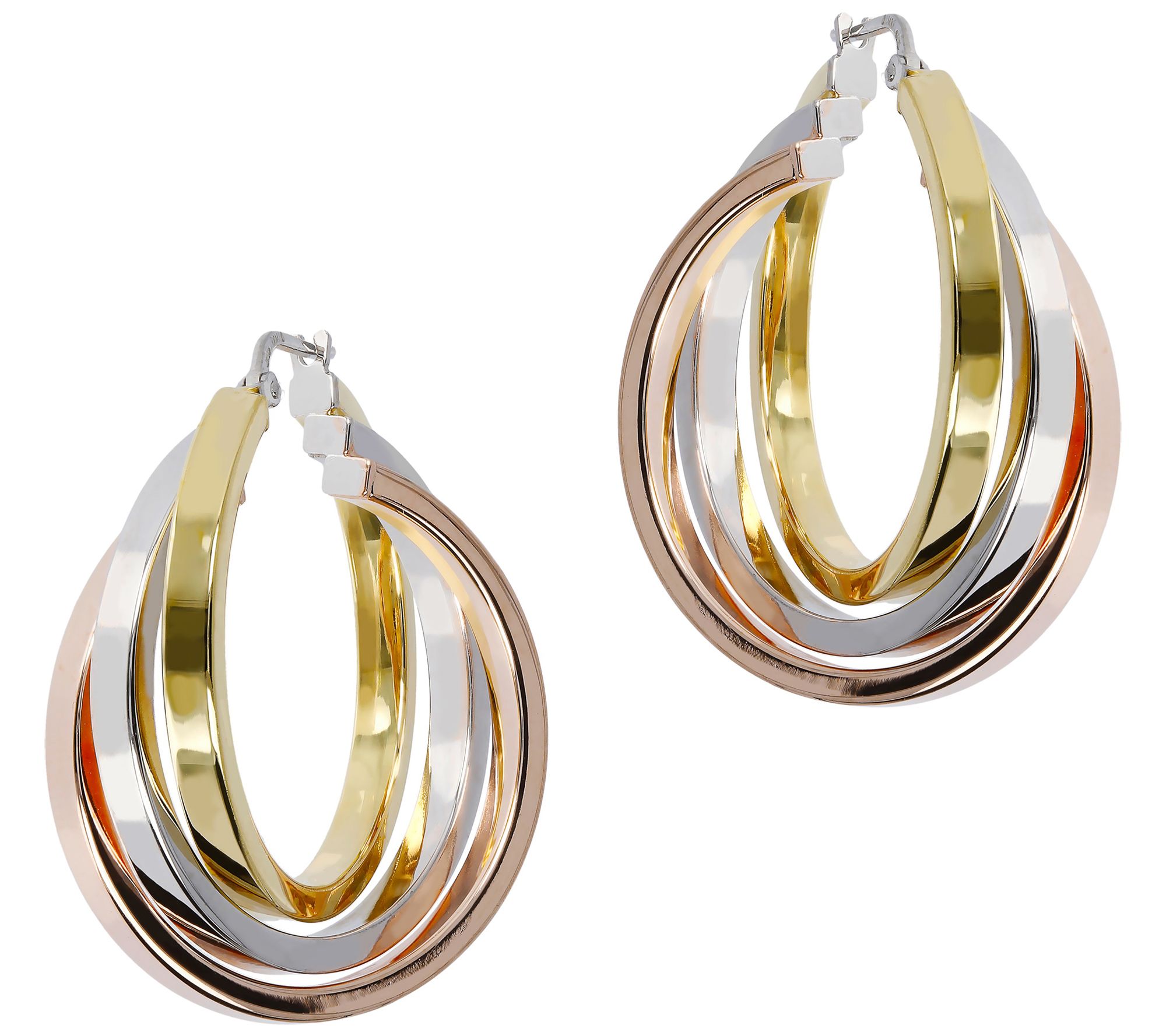 Italian Silver Triple Hoop Earrings