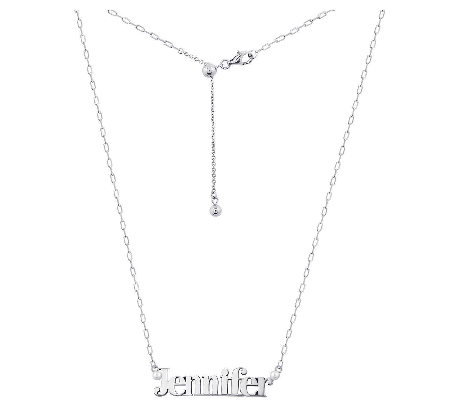 Diamonique Mother-of-Pearl Personalized Necklac, Sterling