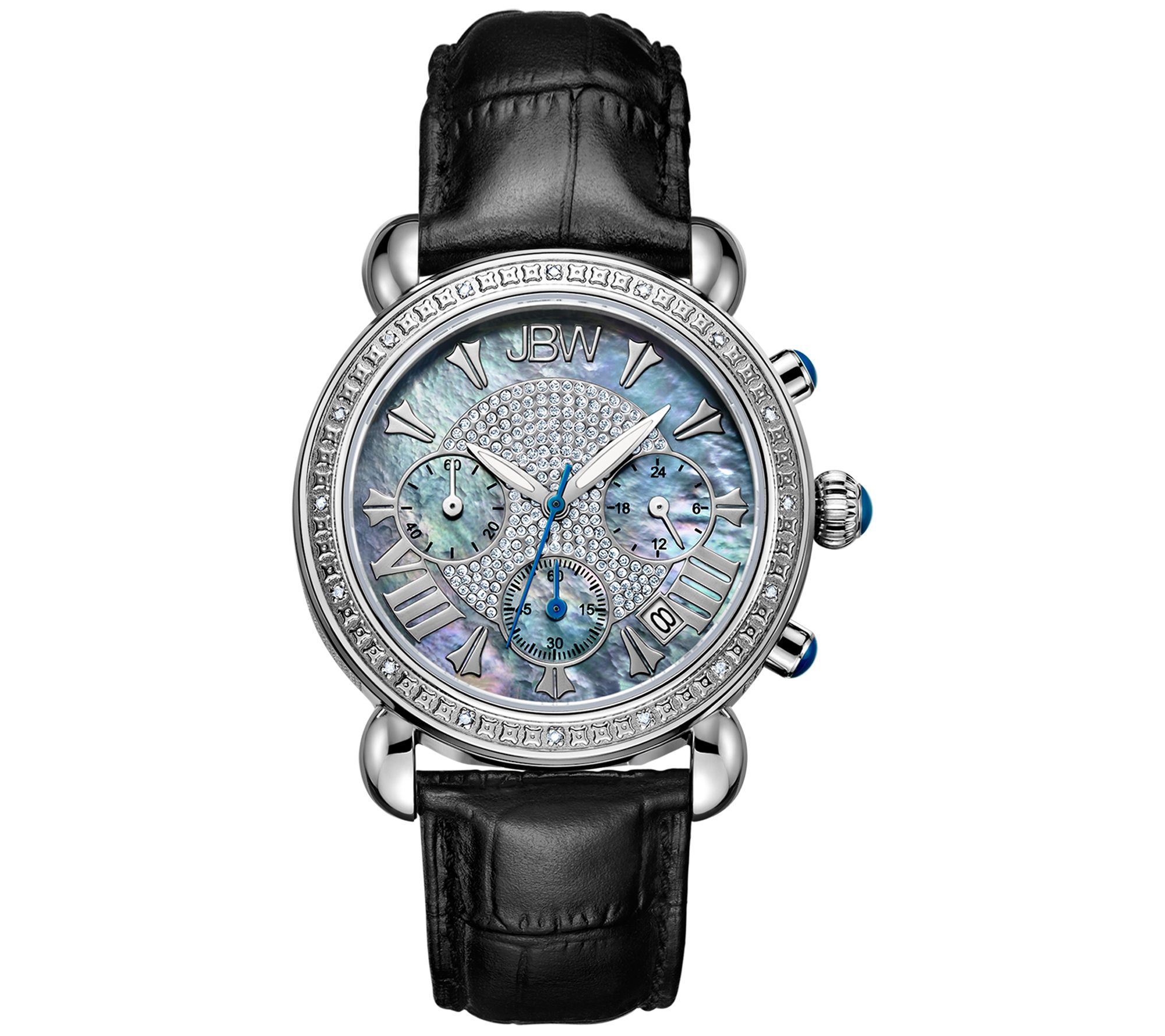JBW Womens Victory Diamond Accent Black Strap Watch