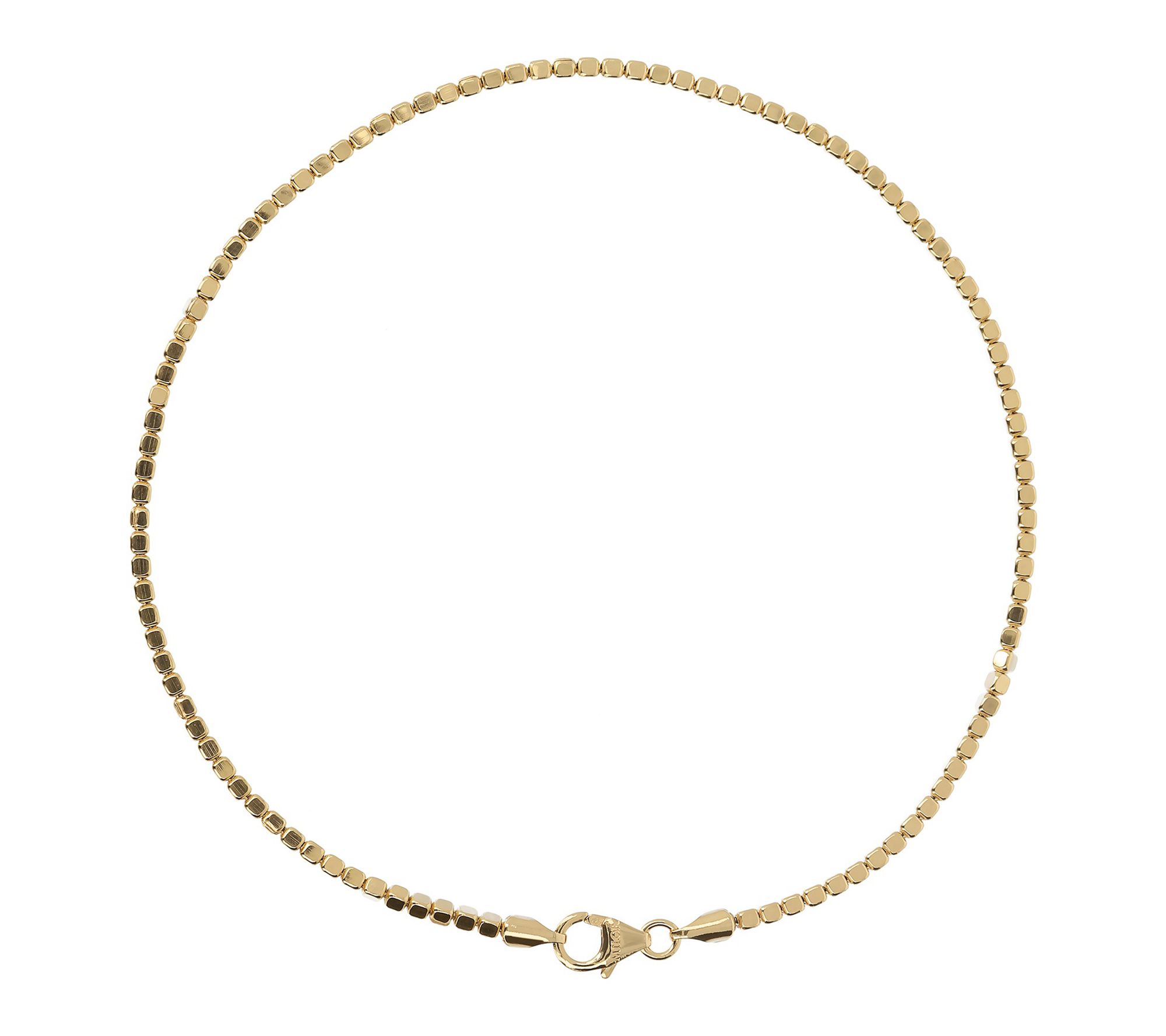 Italian Silver Polished Cube Link Ankle Bracele t
