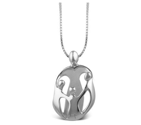Personalized Sterling Mother/3 Child Loving F a mily Pendant