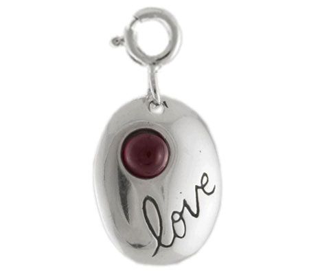 Sterling Love Charm with Garnet Cabochon