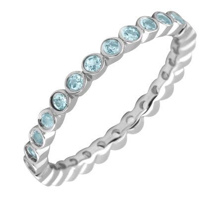 Simply Stacks Sterling Blue Topaz Eternity Stac kable Ring