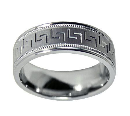 Sterling 7MM Greek Key Design & Milgrain U nise x Band Ring