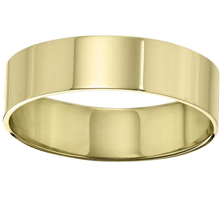 Women's 18K Yellow Gold 6mm Flat Wedding Band