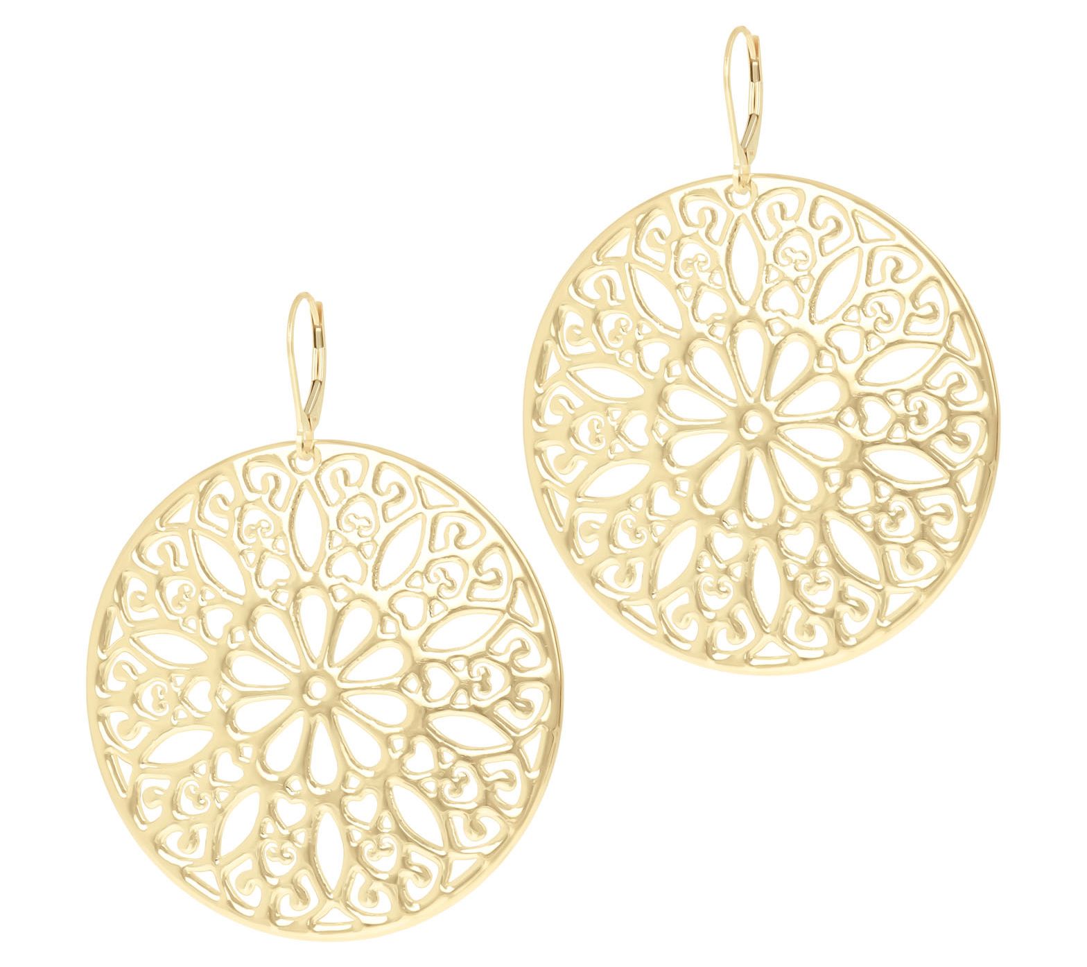 Oro Nuovo Polished Openwork Dangle Earrings, 14K Over Resin