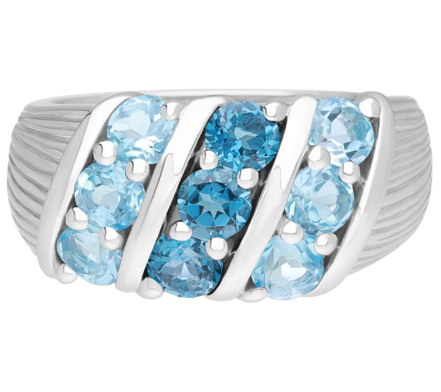 Ariva Sterling Silver Blue Topaz Trio Ring