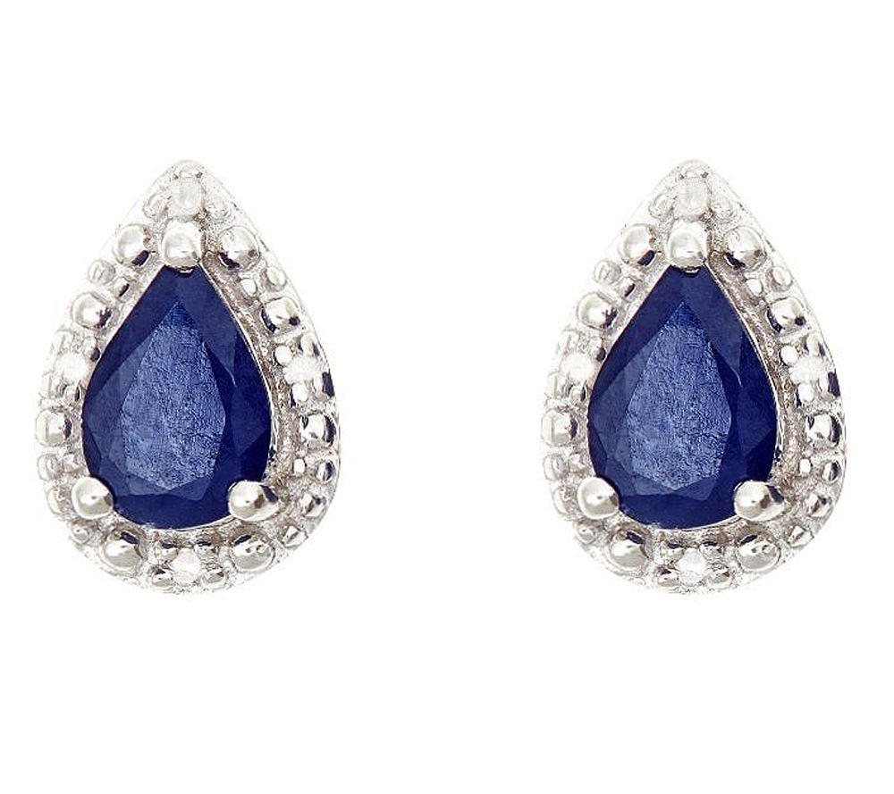 Sterling Pear-Shaped Fancy Stud Earrings w/ Dia mond Accent
