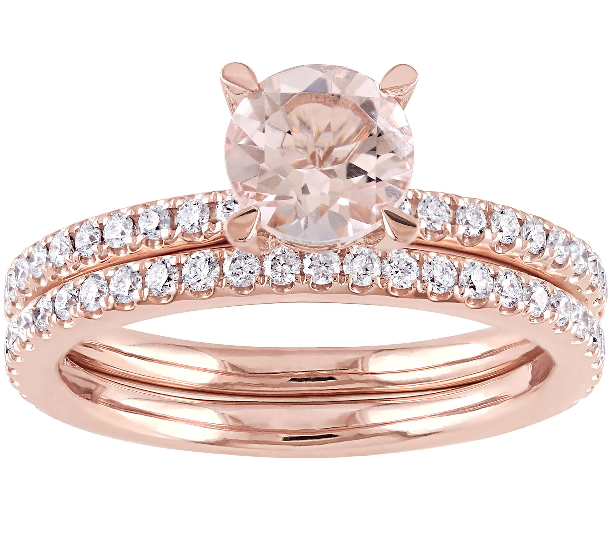 Bellini 14K 1.00 ct Morganite & 6/10 cttw Diamo nd Ring Set