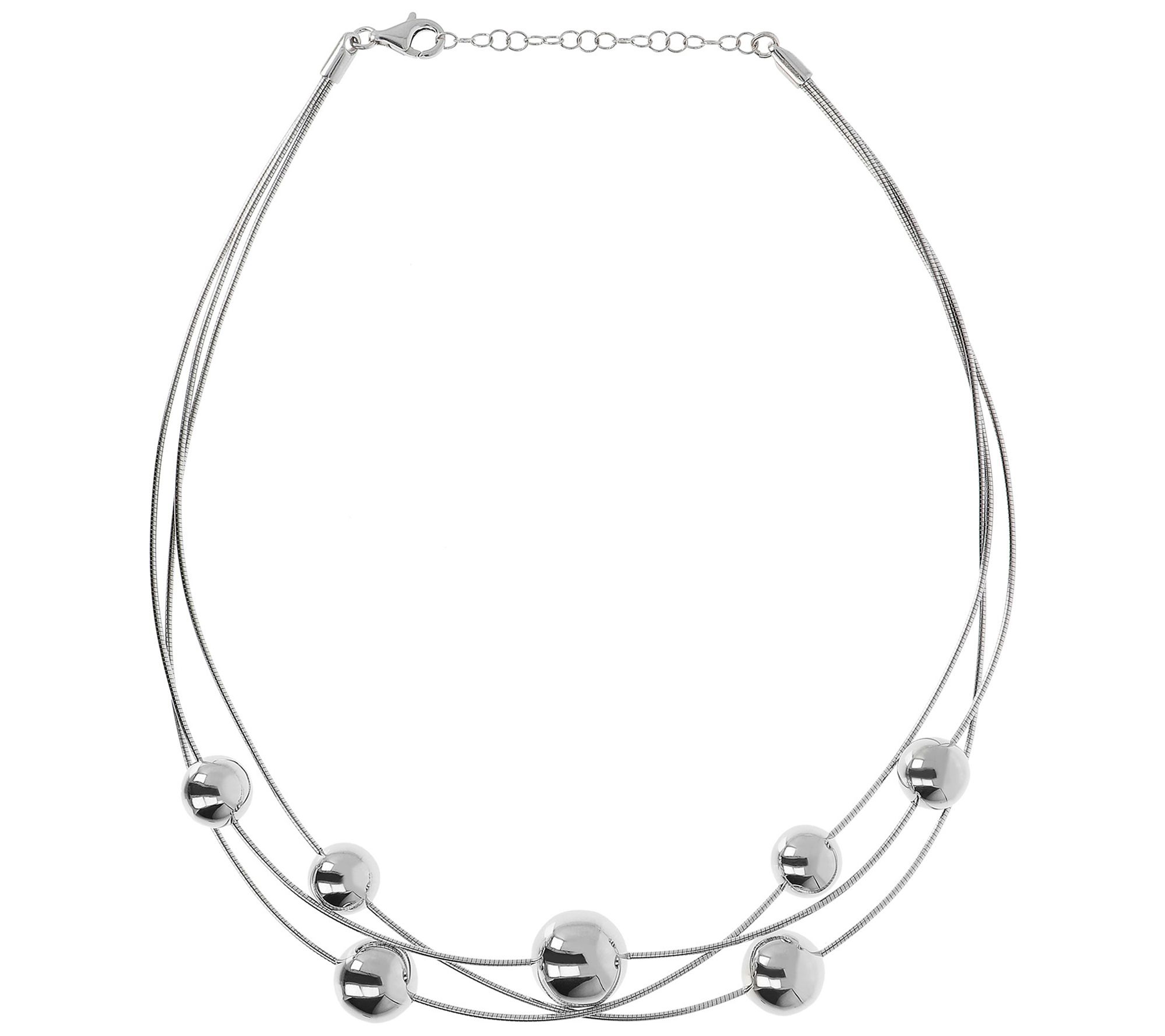 Italian Silver Beaded Omega Necklace, 27.0g