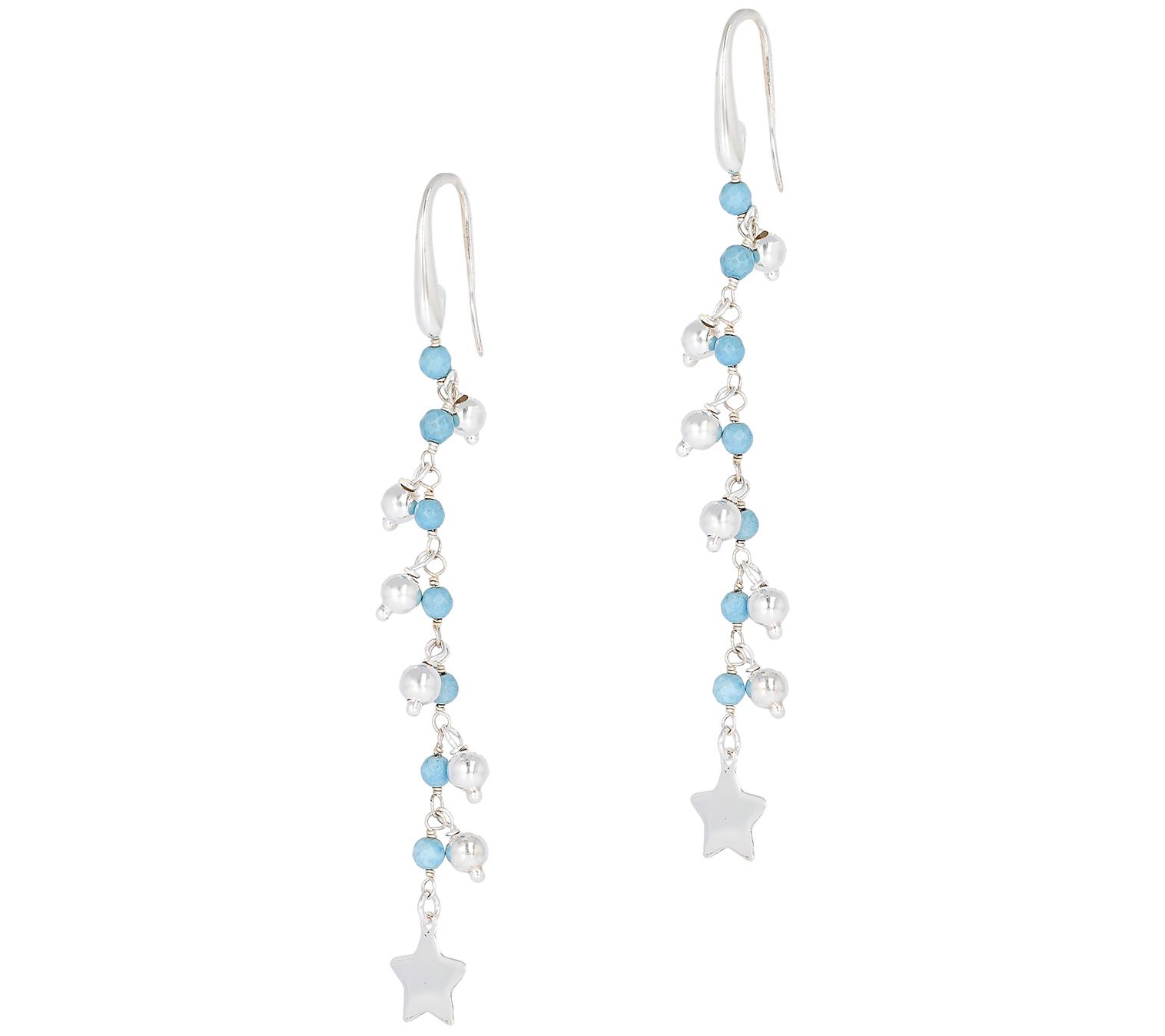 Italian Silver Faceted Howlite Dangle Earrings