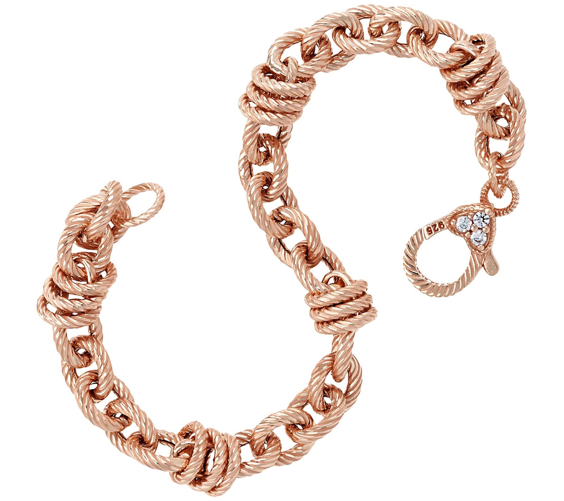 Judith Ripka Verona 14K Clad Rolo & Circle Link Bracelet 11.5g