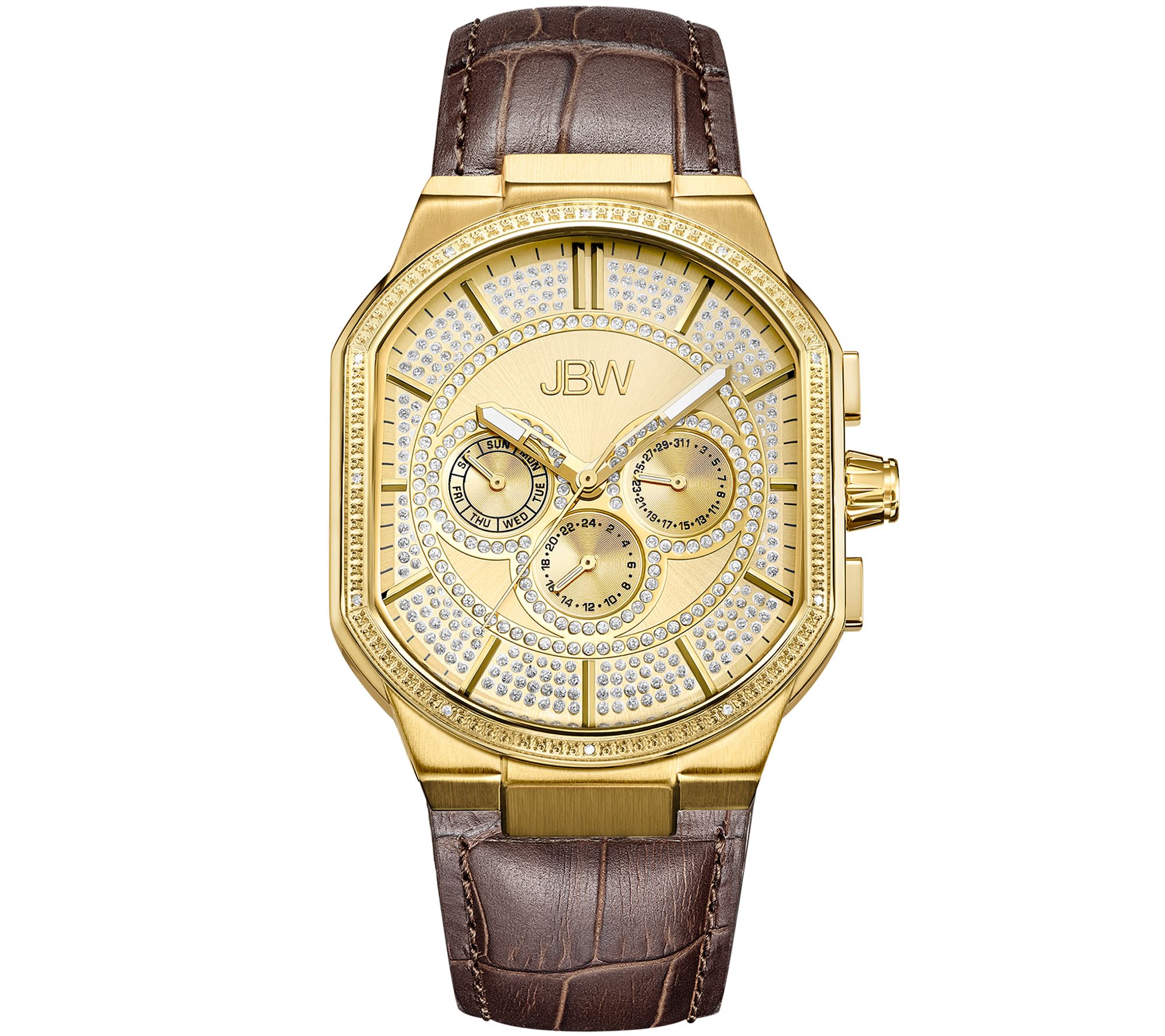 JBW Mens Orion 1/10 cttw Diamond Brown Strap W atch
