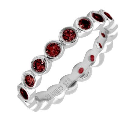 Simply Stacks Sterling Large Garnet Eternity St ackable Ring