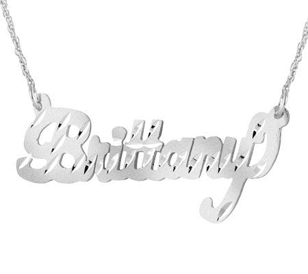 Sterling Silver Diamond-Cut Name Plate Necklace