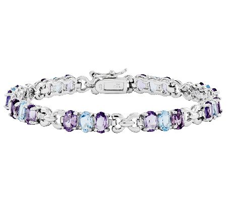 Sterling 11.75 ct Amethyst & Blue Topaz 7-1/4 Tennis Bracelet
