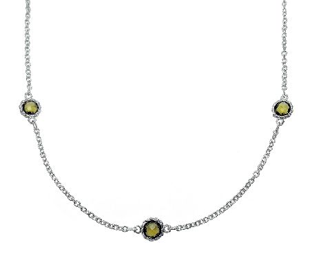 Judith Ripka Sterling  Ginger Quartz 20 Statio n Necklace