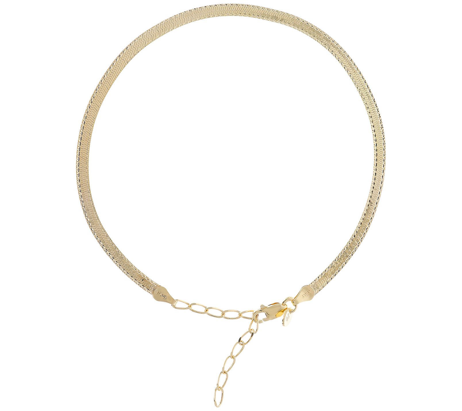 Veronese 18K Clad Flexible Herringbone Ankle Br acelet, 3.4g