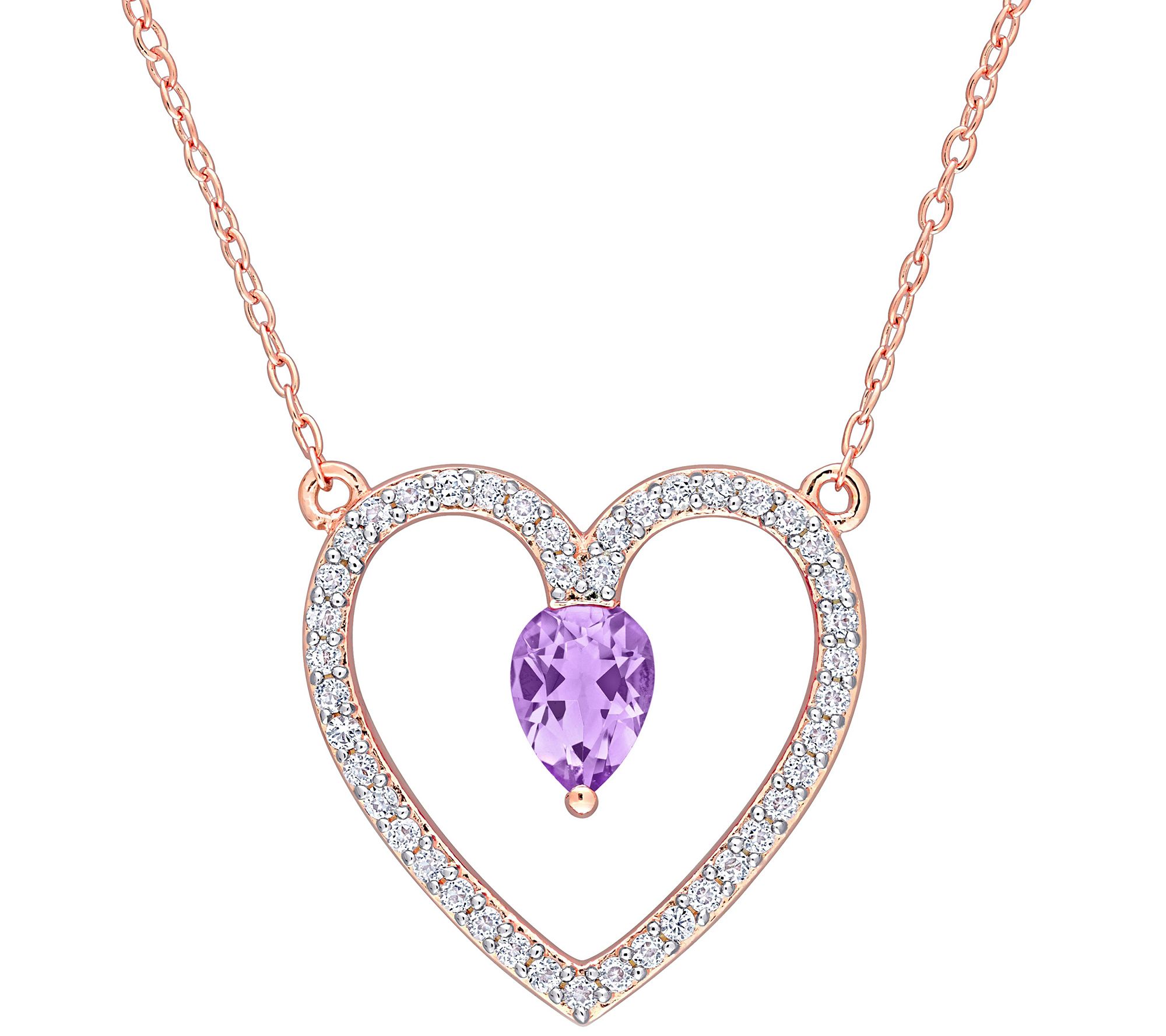 18K Rose Gold Plated Amethyst & White Topaz Necklace