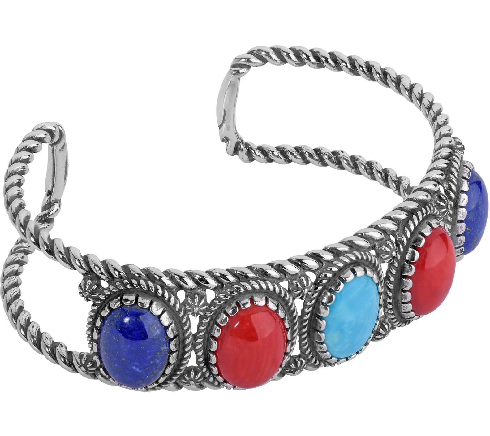 American West Sterling Silver Classics Multi-Ge mstone Cuff
