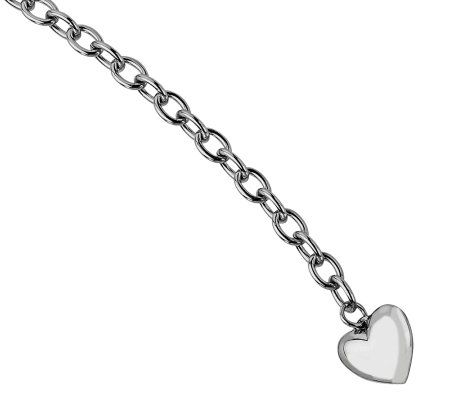 Steel by Design 8-1/2 Polished Link w / Heart Bracelet