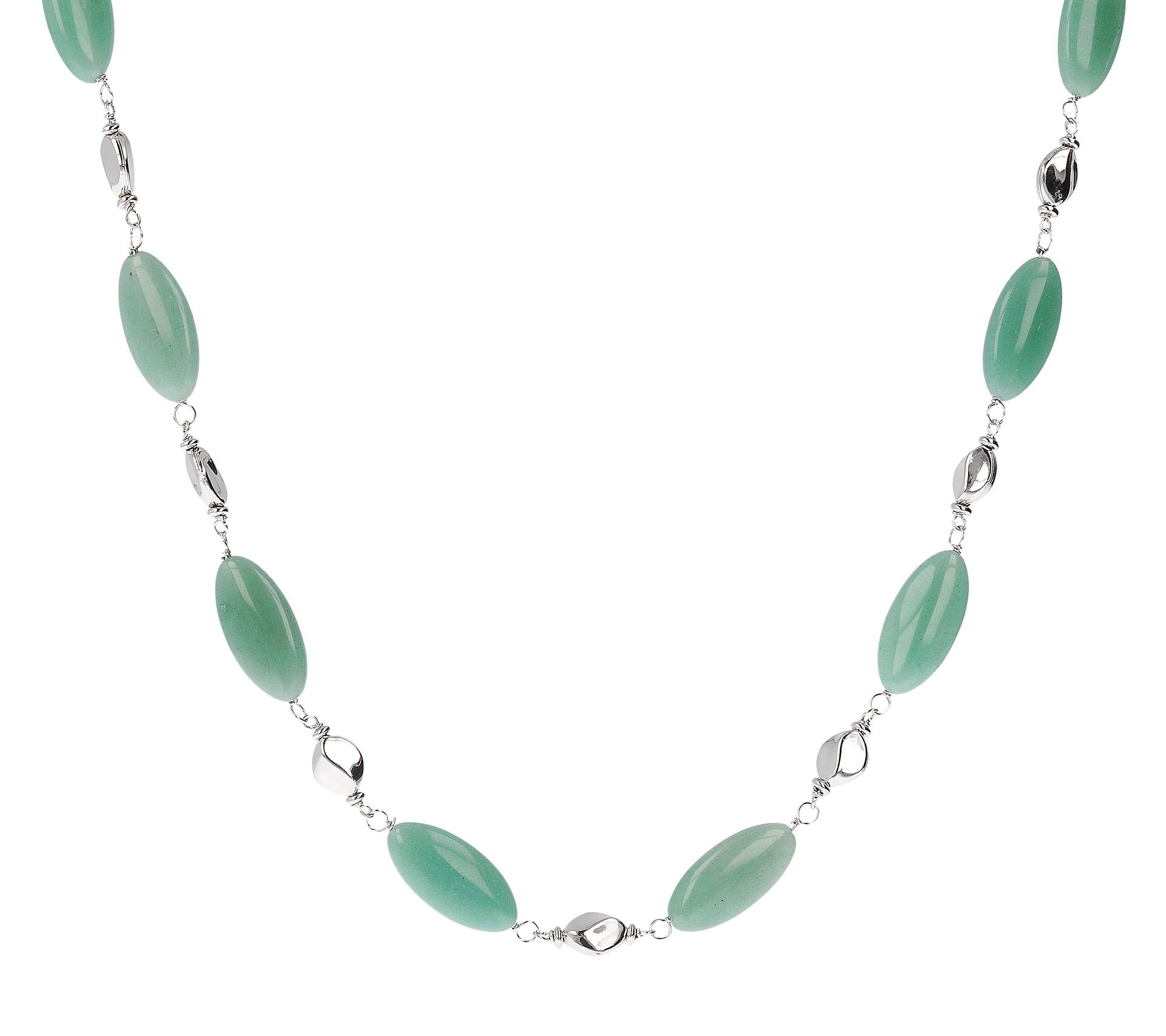 Italian Silver 28 Gemstone Station Necklace