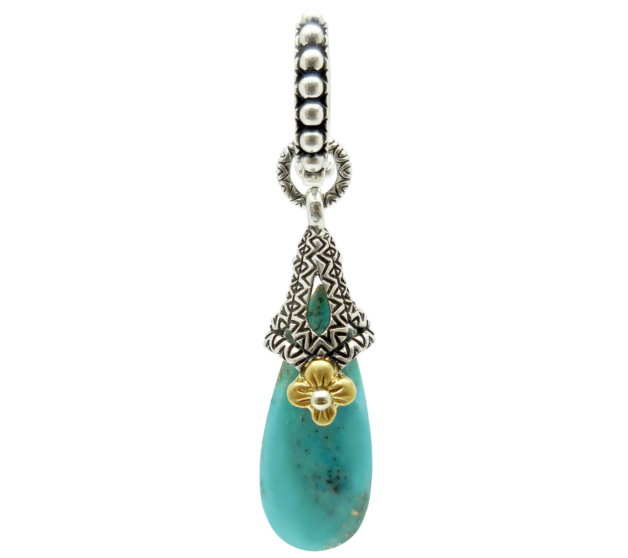 Barbara Bixby Sterling & 18K Turquoise Drop Pen dant