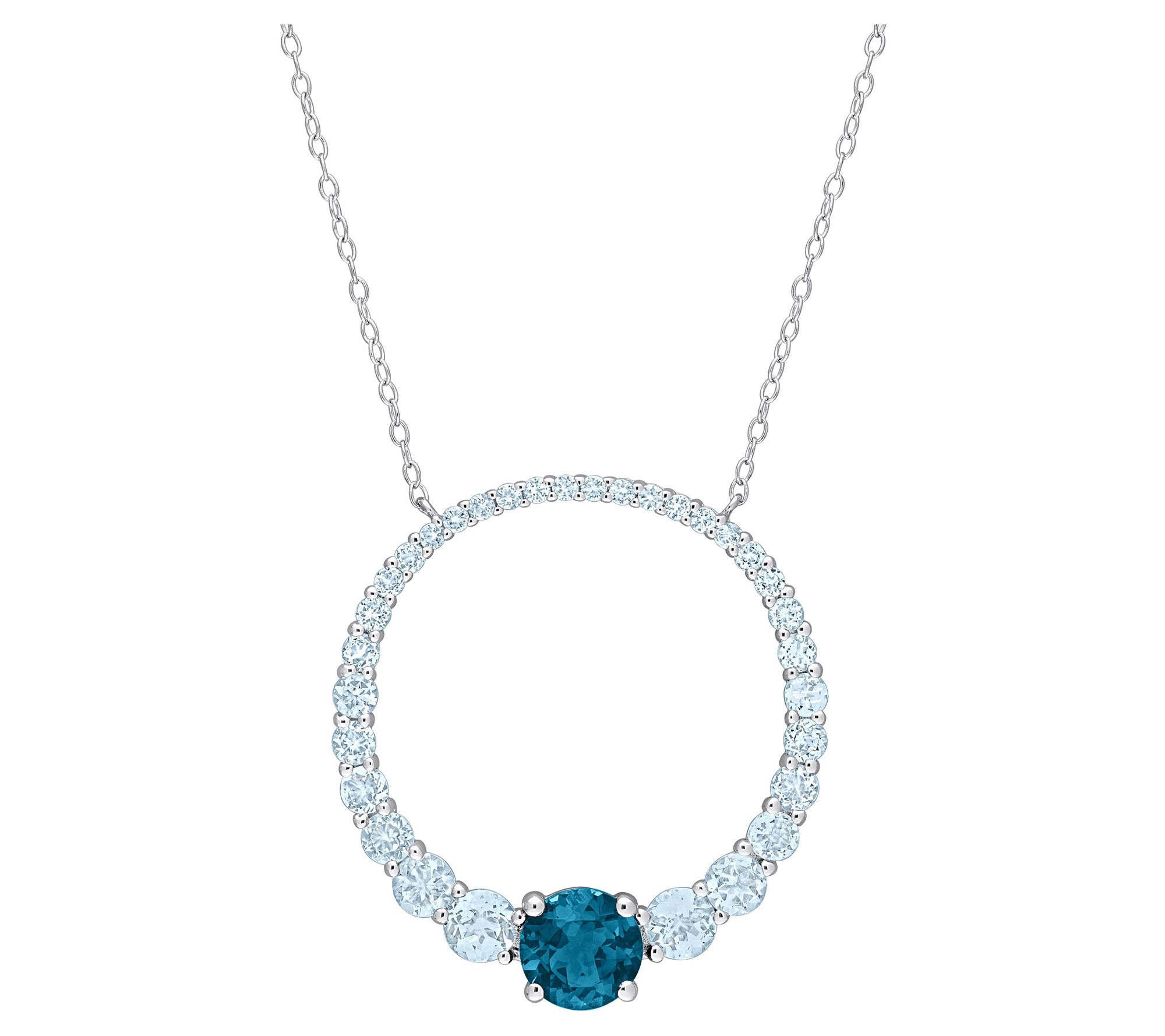 Affinity Gems 3.85 cttw Blue Topaz Necklace, Sterling Silver