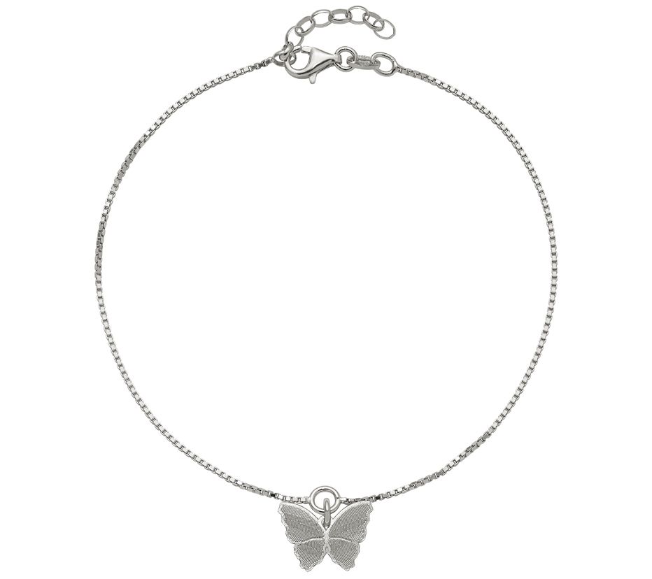 Italian Silver Butterfly Anklet, 2.0g