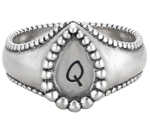 Or Paz Sterling Silver Personalized Initial Tea  rdrop Ring