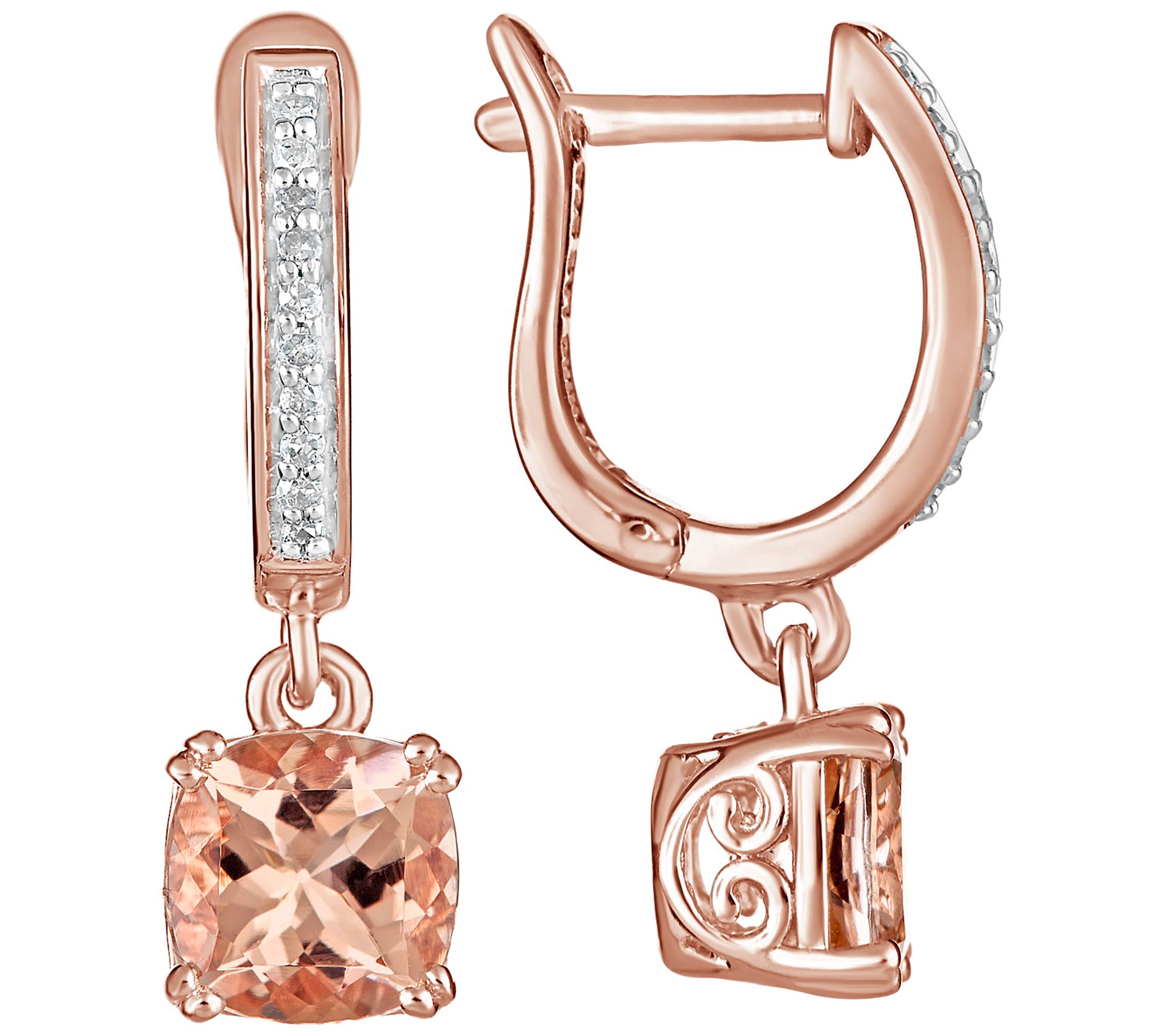 Sterling 2.00 cttw Morganite & Diamond Earrings 14K Plated