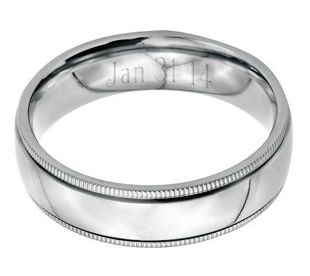 Stainless Steel 6mm Polished Milgrain Engravabl e Ring