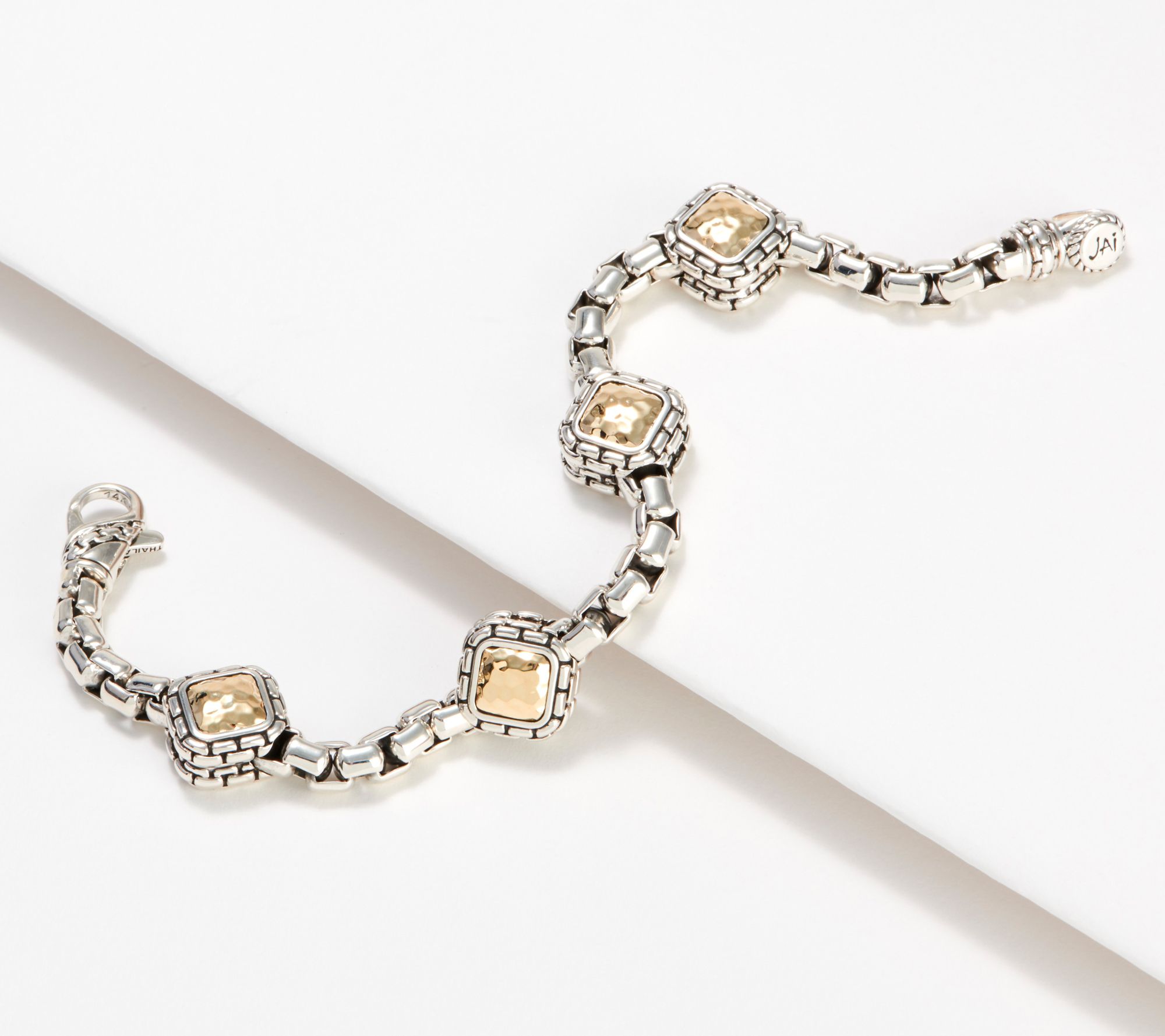 JAI Sterling Silver & 14K Gold 5.3mm Box Chain Bracelet